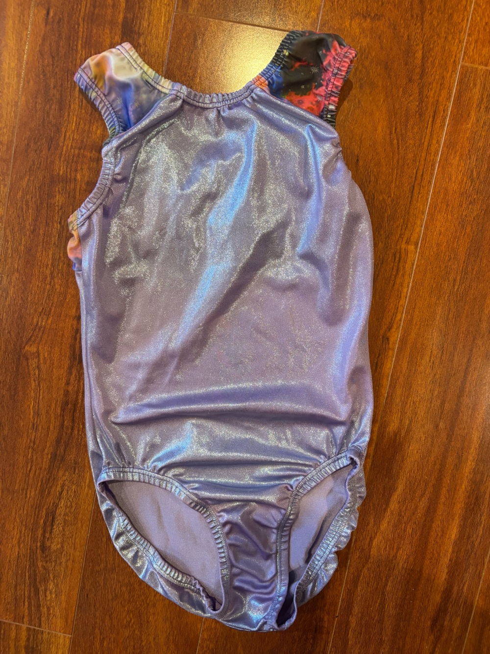 Girls' Shimmer Purple Leotard with Multicolor Straps